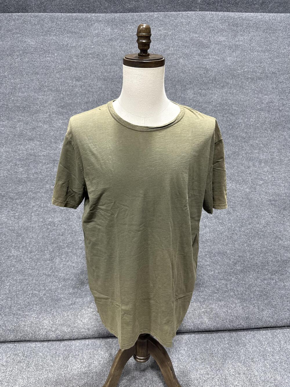 M.I.D.A. Shirt Mens XL Green Solid Crewneck Cotton Tee Top Made In Italy